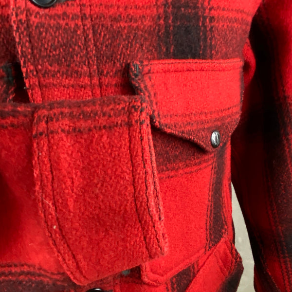 Right Cuff View on Vintage Union Made 75% Red Filson Hunter Wool Coat Style 85