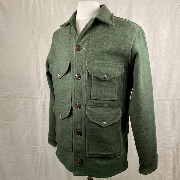Left Side View of Vintage Forest Green Filson Mackinaw Wool Cruiser