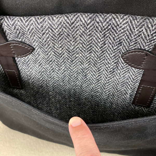 Harris Tweed Wool Accents on Filson Harris Tweed Original Black Rugged Twill Wool Briefcase Style 70066