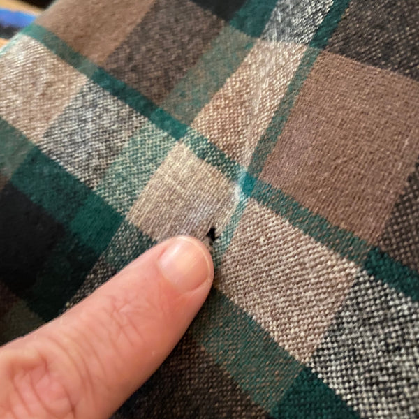 Small Hole on Sleeve of Vintage Green & Brown Pendleton Board Shirt SZ M