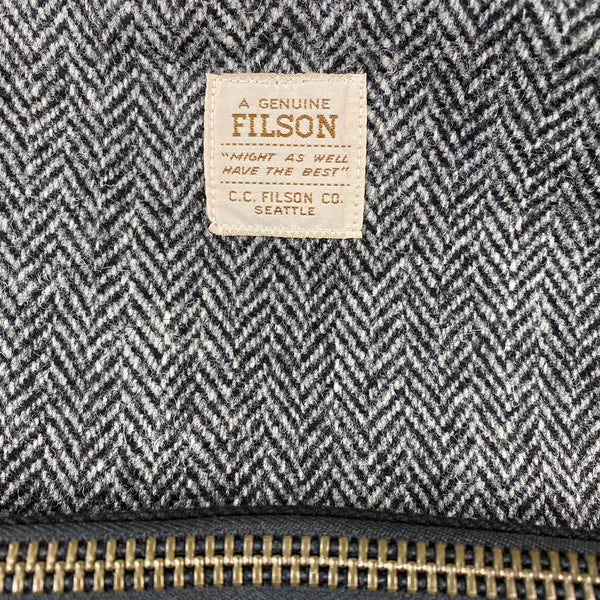Filson Tag on Filson Harris Tweed Original Black Rugged Twill Wool Briefcase Style 70066
