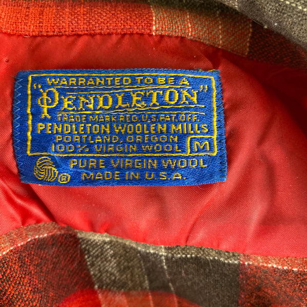 Tag View of Vintage Red/Grey/Black Pendleton Board Shirt SZ M