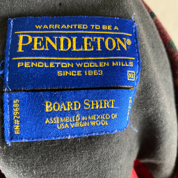 Tag View of Pendleton Red & Green Board Shirt SZ XL