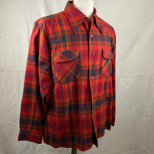 Right Angle View of Vintage Red Blue & Yellow Pendleton Board Shirt SZ L
