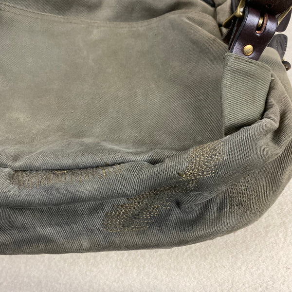 Repairs Completed on Left Bottom View on Filson Otter Green Rugged Twill Rucksack