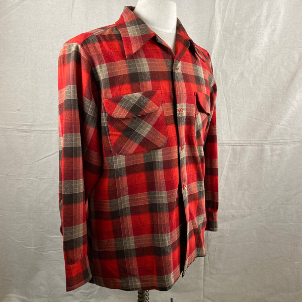 Right Angle View of Vintage Red/Grey/Black Pendleton Board Shirt SZ M