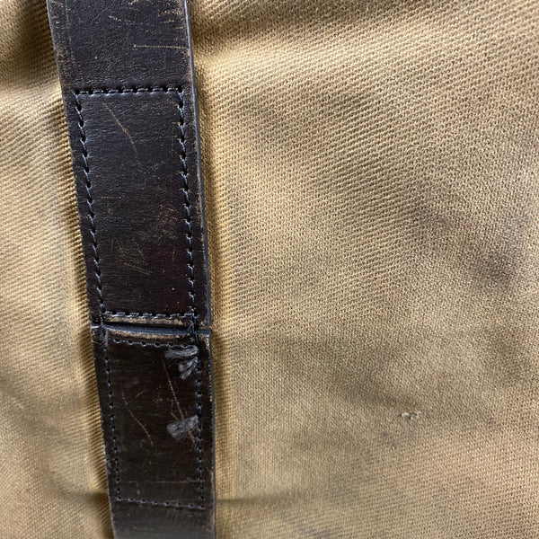 Minor blemishes to leather on Vintage Filson Pullman Rugged Twill Suitcase with Talon Zippers