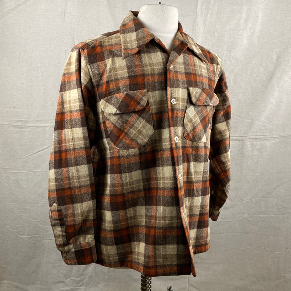 Right Angle View of Vintage Brown & Tan Pendleton Board Shirt SZ L