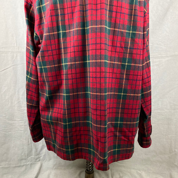 Lower Rear View of Pendleton Red & Green Board Shirt SZ XL