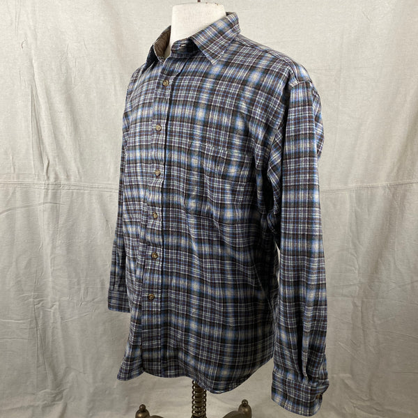 Left Angle View of Pendleton Blue & Brown Trail Shirt SZ L