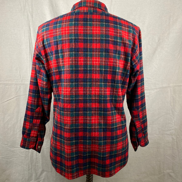 Rear View of Vintage Pendleton Christie Tartan Wool Flannel Shirt SZ L
