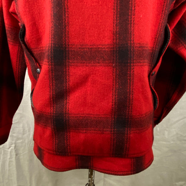 Lower Rear View on Vintage Union Made 75% Red Filson Hunter Wool Coat Style 85