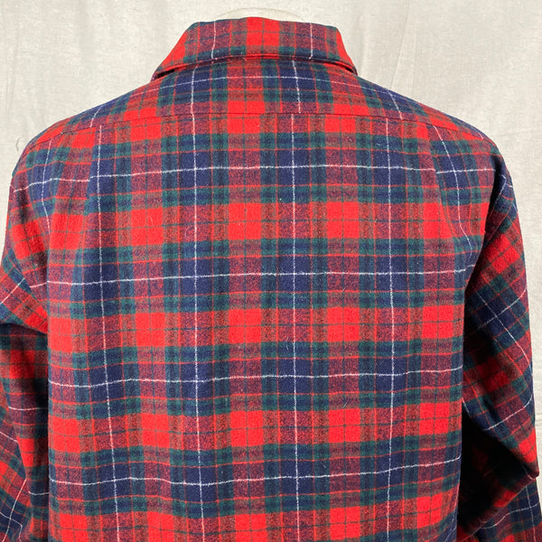 Rear Upper View of Vintage Red, Blue & Green Pendleton Board Shirt SZ XL