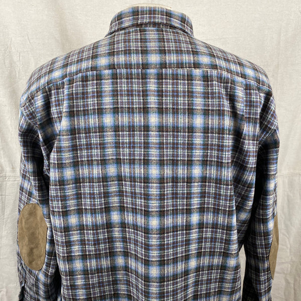 Upper Rear Shoulder View on Pendleton Blue & Brown Trail Shirt SZ L