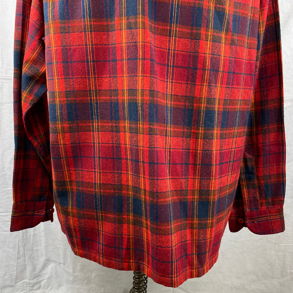 Lower Rear View of Vintage Red Blue & Yellow Pendleton Board Shirt SZ L