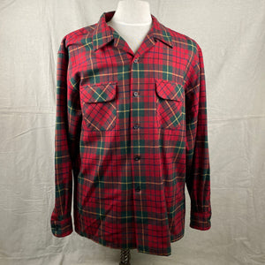 Front View of Pendleton Red & Green Board Shirt SZ XL