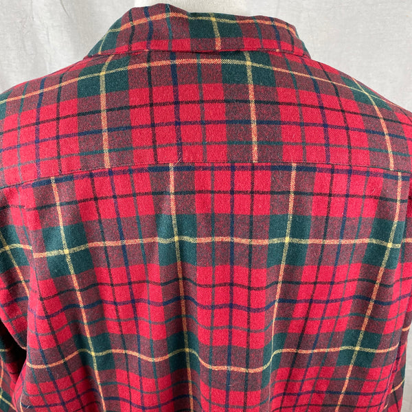 Collar View of Pendleton Red & Green Board Shirt SZ XL