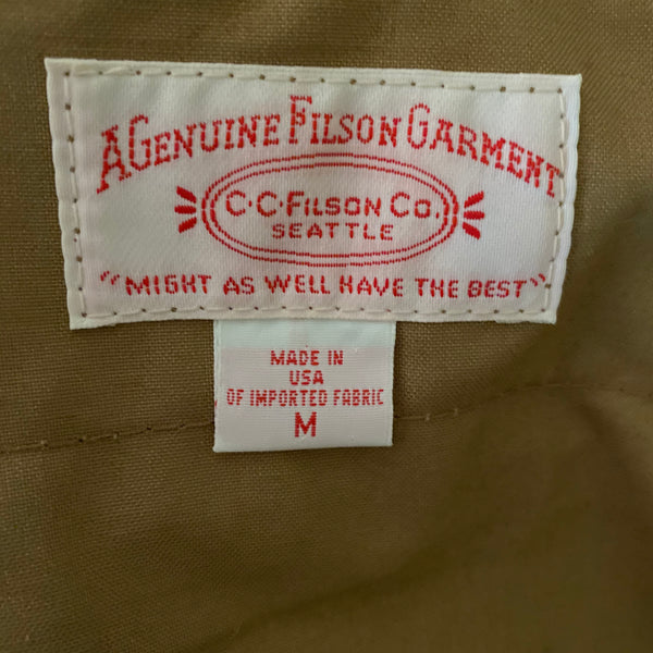 Sizing Tag on Filson Tin Cloth Field Jacket NWOT Size M
