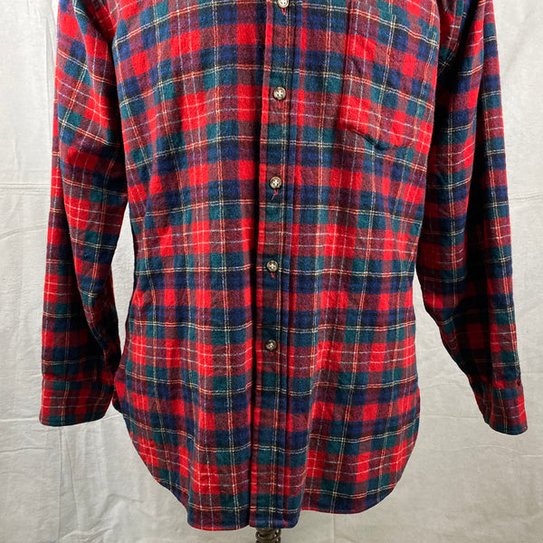 Lower Front View of Vintage Pendleton Christie Tartan Wool Flannel Shirt SZ L