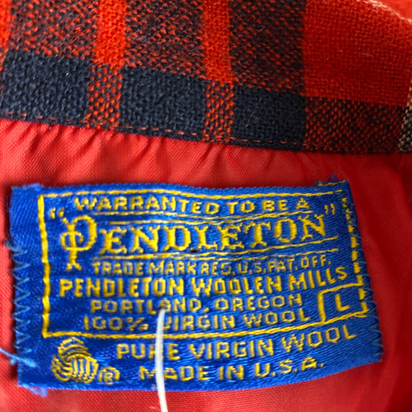 Tag View of Vintage Red & Blue Pendleton Board Shirt SZ L