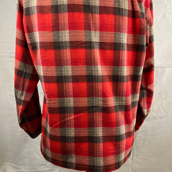 Lower Rear View of Vintage Red/Grey/Black Pendleton Board Shirt SZ M