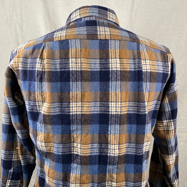 Upper Rear View of Vintage Pendleton Plaid Wool Flannel Shirt SZ 16 1/2
