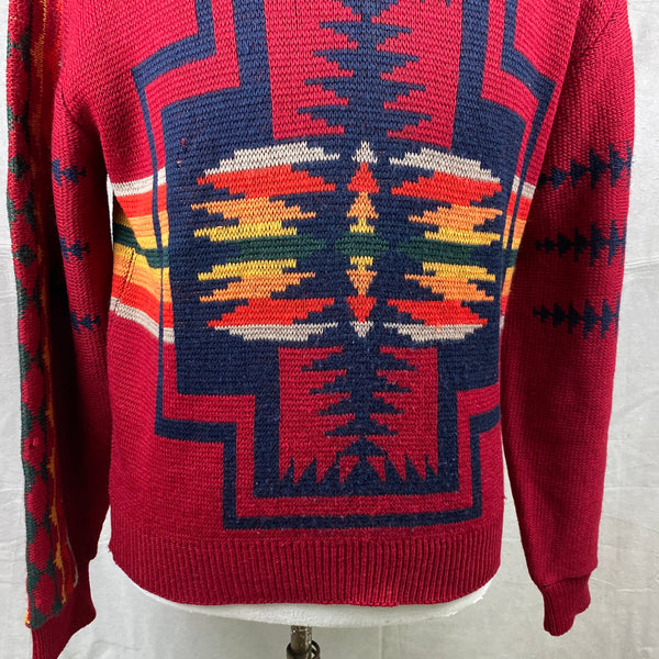 Lower Front Chest View of Vintage Pendleton High Grade Western Wear Wool Sweater SZ L