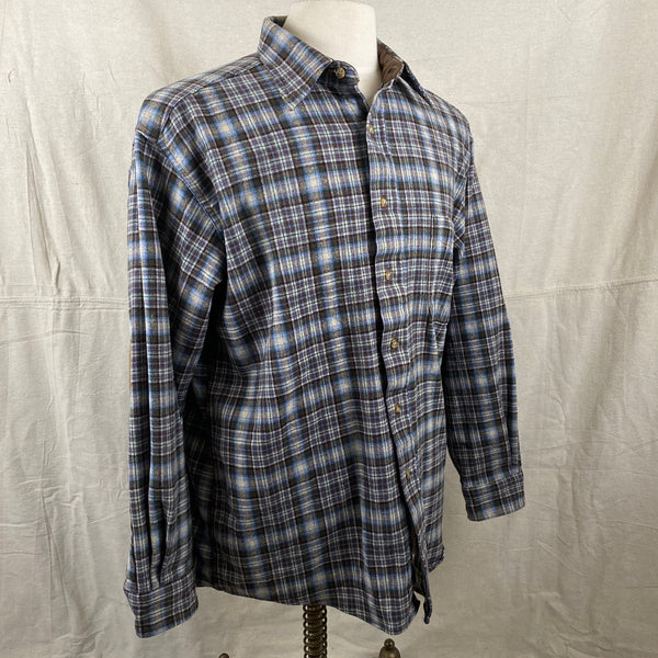 Right Angle View of Pendleton Blue & Brown Trail Shirt SZ L