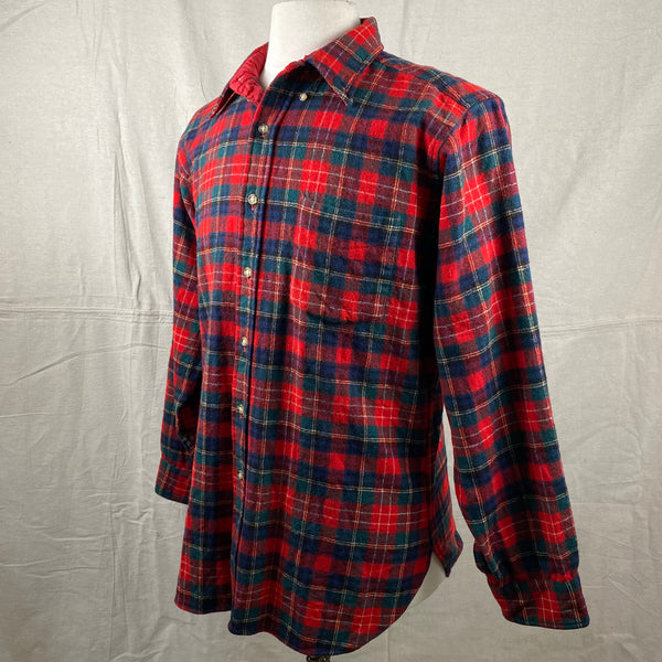 Left Angle View of Vintage Pendleton Christie Tartan Wool Flannel Shirt SZ L