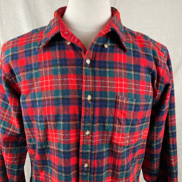 Upper Front View of Vintage Pendleton Christie Tartan Wool Flannel Shirt SZ L