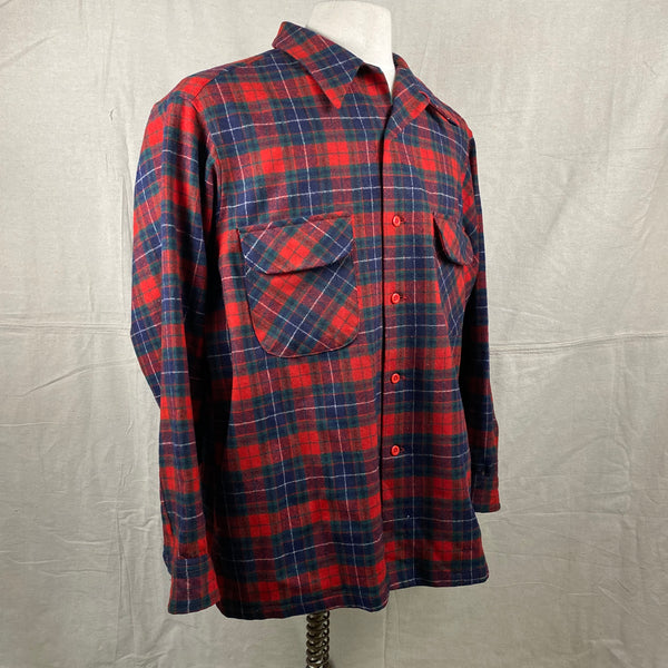 Right Angle View of Vintage Red, Blue & Green Pendleton Board Shirt SZ XL