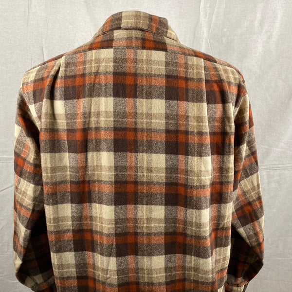 Upper Rear View of Vintage Brown & Tan Pendleton Board Shirt SZ L