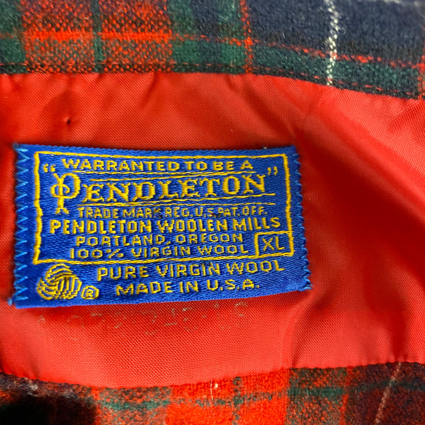 Tag View of Vintage Red, Blue & Green Pendleton Board Shirt SZ XL