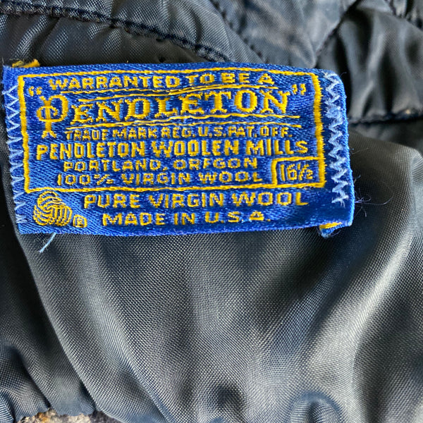 Tag View of Vintage Pendleton Plaid Wool Flannel Shirt SZ 16 1/2