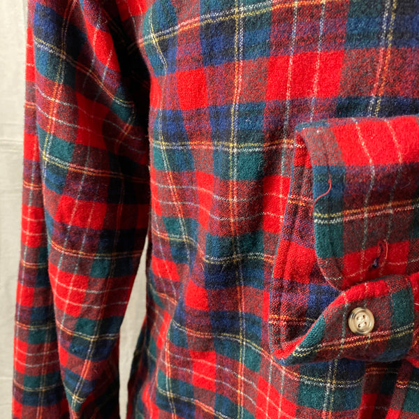 Left Cuff View of Vintage Pendleton Christie Tartan Wool Flannel Shirt SZ L