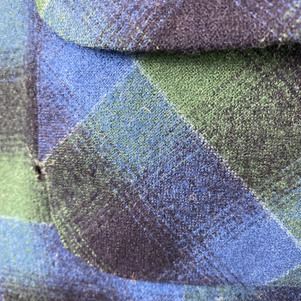 Small Hole by Pocket on Vintage Pendleton Blue & Green Shadow Plaid Wool Board Shirt SZ XL