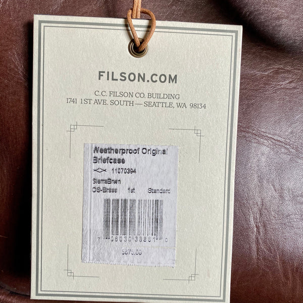 Pricing Tags on Filson Weatherproof Original Briefcase New With Tags