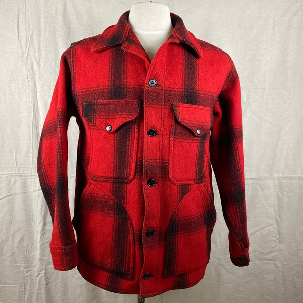 Front View of Vintage Union Made 75% Red Filson Hunter Wool Coat Style 85
