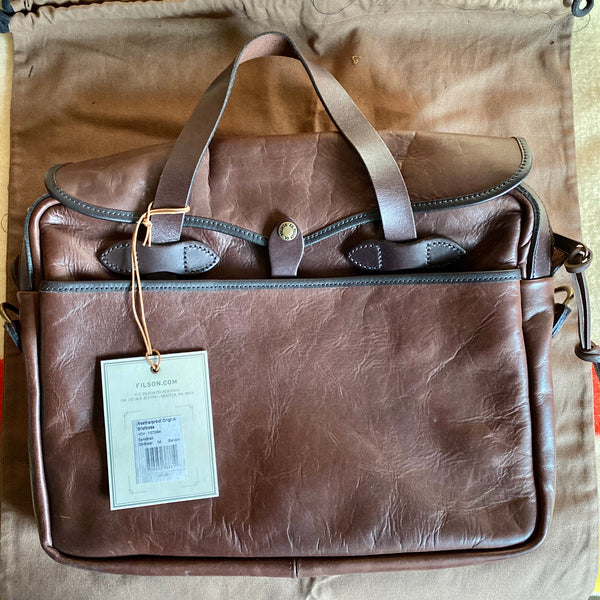 Overhead Shot of Filson Weatherproof Original Briefcase New With Tags