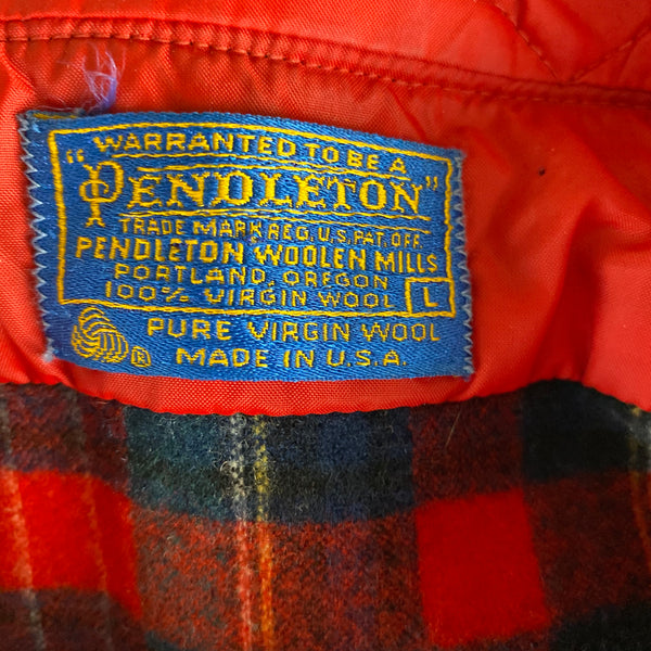 Tag View of Vintage Pendleton Christie Tartan Wool Flannel Shirt SZ L