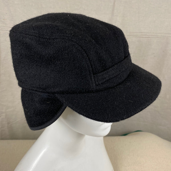 Close Up Right Angle View of Black Filson Mackinaw Wool Hat Size M