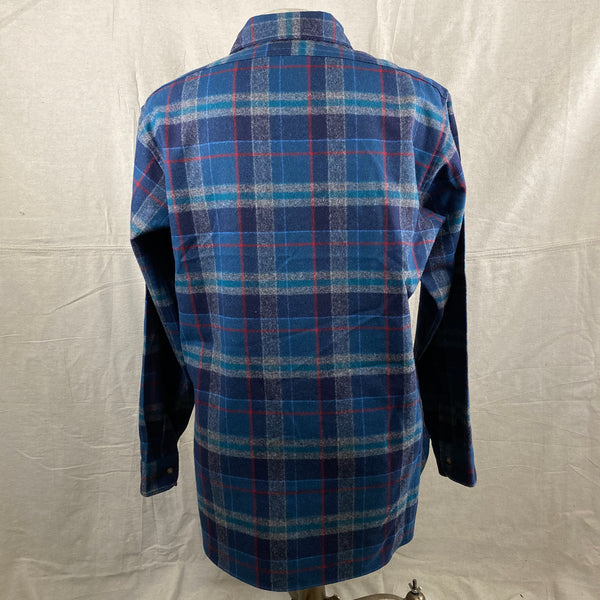 Rear View of Vintage Blue Plaid Pendleton Flannel Shirt SZ L
