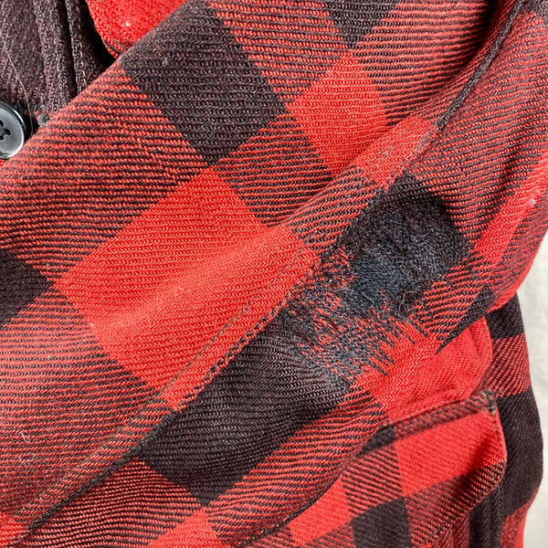 Darning on Left Sleeve of Vintage 40's/50's Era Union Made Filson Wool Mackinaw