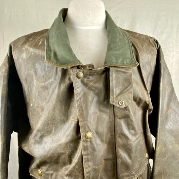 Front Collar View of Vintage Filson Tin Cloth Packer Jacket Size XXL