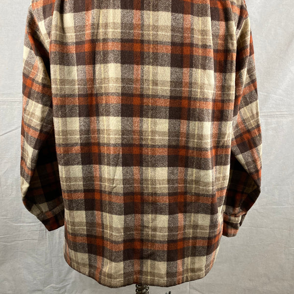 Lower Rear View of Vintage Brown & Tan Pendleton Board Shirt SZ L