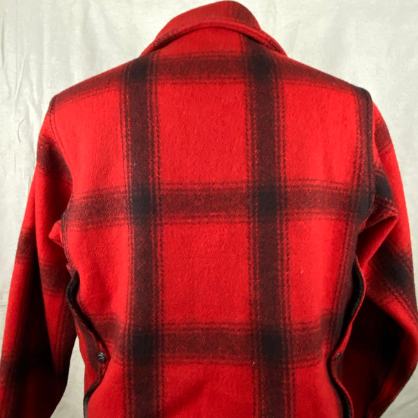 Upper Rear View on Vintage Union Made 75% Red Filson Hunter Wool Coat Style 85