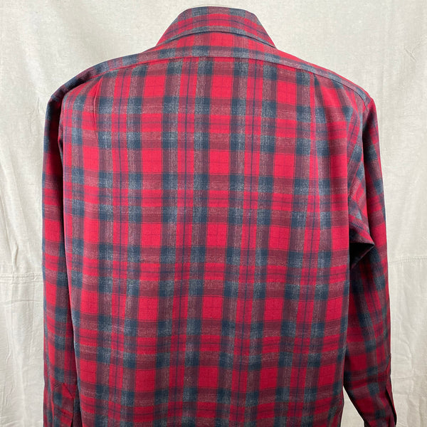 Upper Rear View of Vintage Sir Pendleton Red and Grey Wool Shirt SZ L