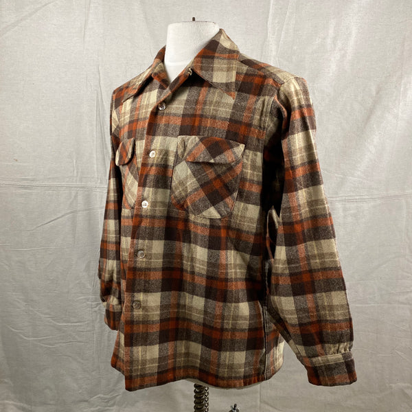 Left Angle View of Vintage Brown & Tan Pendleton Board Shirt SZ L