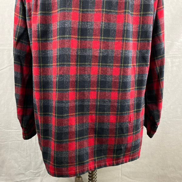 Lower Rear View of Vintage 50s/60s Era Red and Black Pendleton Board Shirt SZ M