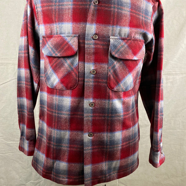 Lower Front View of Vintage Red/Blue Pendleton Board Shirt SZ M